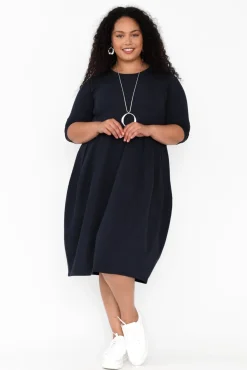 Cotton Dresses<Tirelli Misty Dark Navy Diagonal Seam Dress