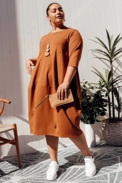 Cotton Dresses<Tirelli Misty Mocha Diagonal Seam Dress