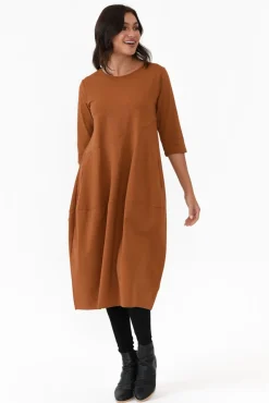Cotton Dresses<Tirelli Misty Mocha Diagonal Seam Dress