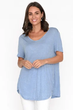 Cotton Tops<Cotton Village Moira Blue Crinkle Cotton Tee