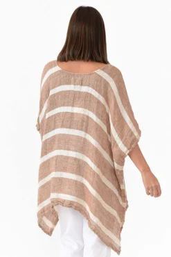 Linen Tops<Rustic Linen Monaco Rust Stripe Linen Top