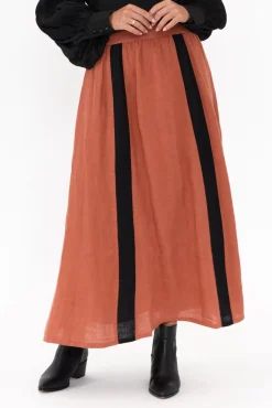 Skirts<Eadie Lifestyle Monarch Rust Linen Maxi Skirt
