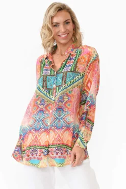 Shirts<Fashion Spectrum Monet Multi Silk Collared Shirt