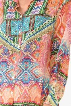 Shirts<Fashion Spectrum Monet Multi Silk Collared Shirt