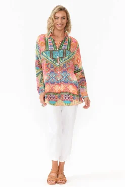 Shirts<Fashion Spectrum Monet Multi Silk Collared Shirt