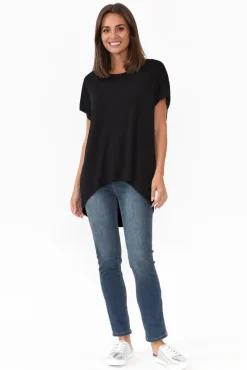 Sleeved Tops<Bamboo Villa Monica Black Bamboo Top
