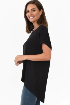 Sleeved Tops<Bamboo Villa Monica Black Bamboo Top