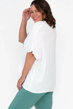 Sleeved Tops<Bamboo Villa Monica White Bamboo Top