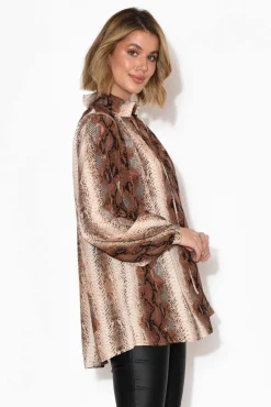 Shirts<Brave u0026 True Montana Brown Snake Collared Shirt