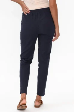 Pants<Willow Tree Montgomery Navy Linen Blend Stretch Pant