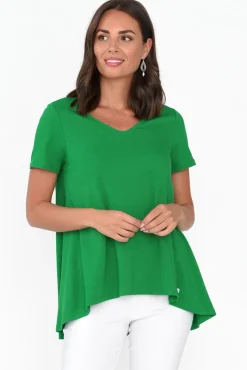 Cotton Tops<One Ten Willow Montreal Green Cotton Tee