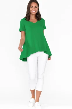 Cotton Tops<One Ten Willow Montreal Green Cotton Tee