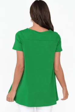 Cotton Tops<One Ten Willow Montreal Green Cotton Tee