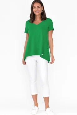 Cotton Tops<One Ten Willow Montreal Green Cotton Tee