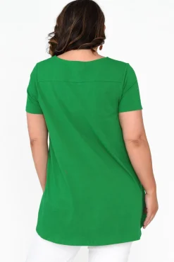 Cotton Tops<One Ten Willow Montreal Green Cotton Tee