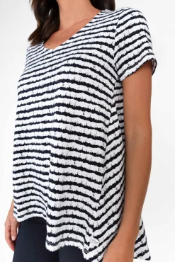 Cotton Tops<One Ten Willow Montreal Navy Stripe Cotton Tee