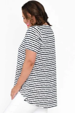 Cotton Tops<One Ten Willow Montreal Navy Stripe Cotton Tee