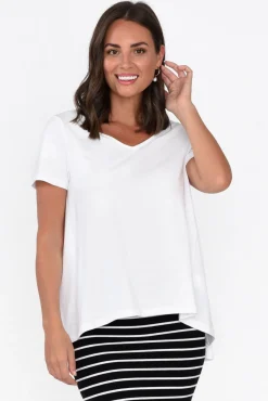 Cotton Tops<One Ten Willow Montreal White Cotton Tee