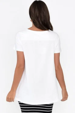 Cotton Tops<One Ten Willow Montreal White Cotton Tee