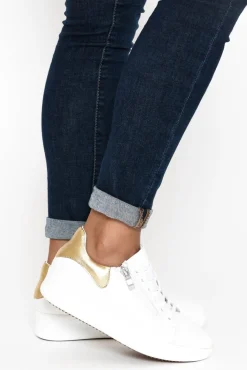 White Sneakers<Alfie and Evie Moppy White Leather Platform Zip Sneaker