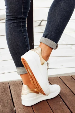 White Sneakers<Alfie and Evie Moppy White Leather Platform Zip Sneaker