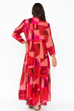 Cotton Dresses<Cinnamon Morag Red Geo Cotton Dress