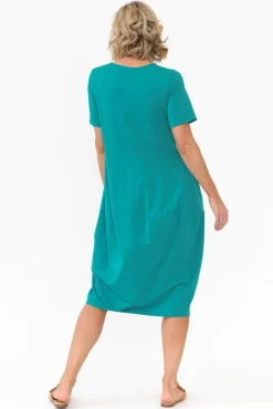 Cotton Dresses<Tirelli Morgan Aqua Diagonal Seam Dress