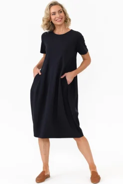 Cotton Dresses<Tirelli Morgan Navy Diagonal Seam Dress
