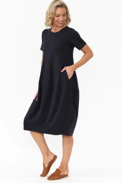 Cotton Dresses<Tirelli Morgan Navy Diagonal Seam Dress