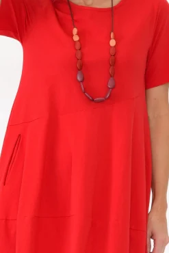 Cotton Dresses<Tirelli Morgan Red Diagonal Seam Dress