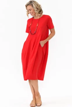 Cotton Dresses<Tirelli Morgan Red Diagonal Seam Dress