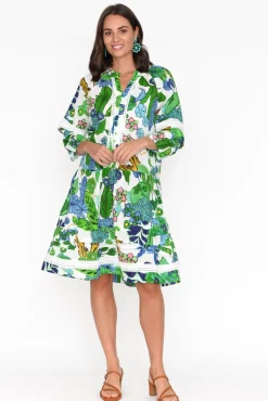 Cotton Dresses<Hammock u0026 Vine Morocco Green Floral Cotton Dress