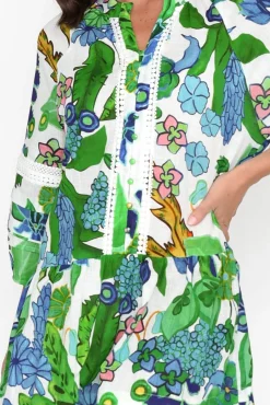 Cotton Dresses<Hammock u0026 Vine Morocco Green Floral Cotton Dress