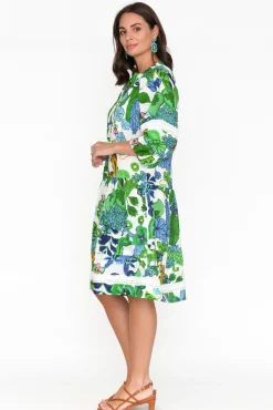 Cotton Dresses<Hammock u0026 Vine Morocco Green Floral Cotton Dress