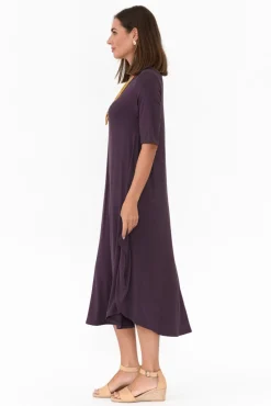 Midi Dresses<Tani Mulberry Micro Modal Tri Drape Dress