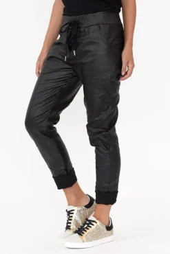 Pants<La Strada Munich Black Wet Look Stretch Pant