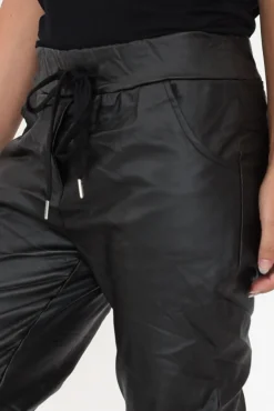 Pants<La Strada Munich Black Wet Look Stretch Pant