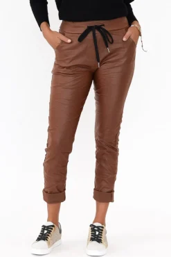 Pants<La Strada Munich Rust Wet Look Stretch Pant
