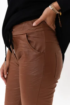 Pants<La Strada Munich Rust Wet Look Stretch Pant