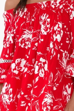 Sleeved Tops<Willow Tree Murdoch Red Floral Ruffle Sleeve Top