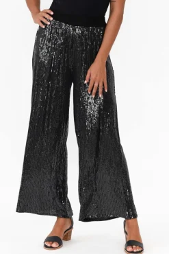 Pants<La Strada Myers Black Sequin Wide Leg Pant