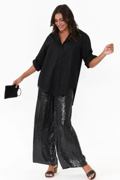 Pants<La Strada Myers Black Sequin Wide Leg Pant