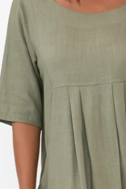 Linen Dresses<Hourglass Myley Sage Linen Cotton Dress