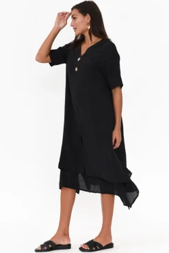 Cotton Dresses<La Mode Nala Black Layers Dress