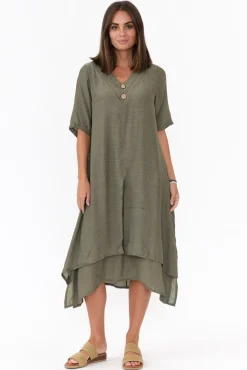 Cotton Dresses<La Mode Nala Khaki Layers Dress