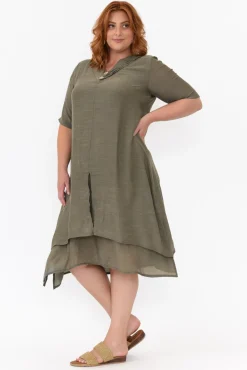 Cotton Dresses<La Mode Nala Khaki Layers Dress