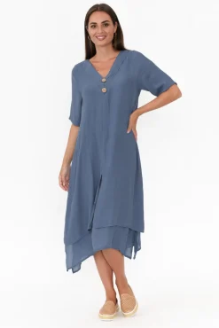 Cotton Dresses<La Mode Nala Vintage Blue Layers Dress