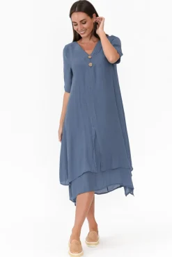 Cotton Dresses<La Mode Nala Vintage Blue Layers Dress