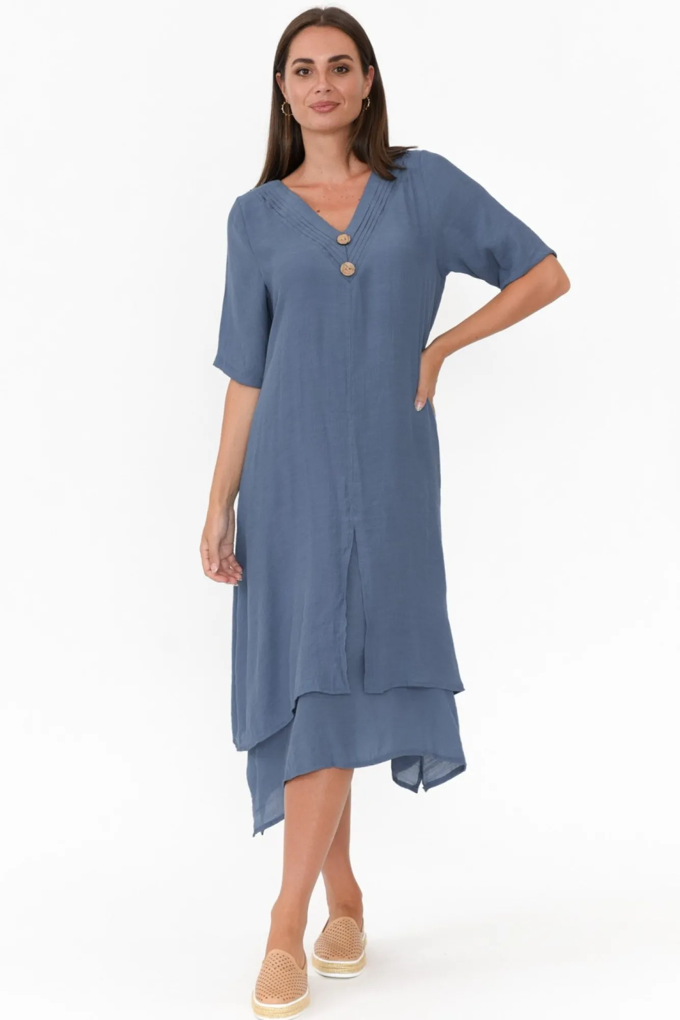 Cotton Dresses<La Mode Nala Vintage Blue Layers Dress