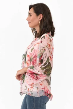 Sleeved Tops<L'amore Narda Blush Garden Frill Top